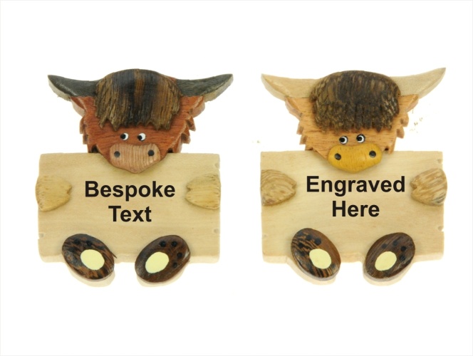 5043S-PL-HC:  Highland Cow Magnets - Your Text (Pack Size 72)